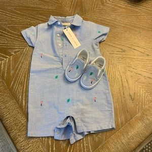 NWT Janie and Jack romper and matching shoes!